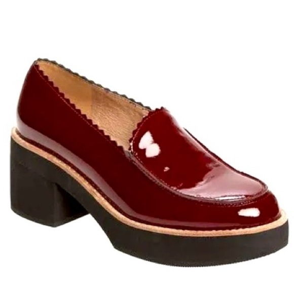 Eileen Fisher Shoes - Eileen Fisher Harria Platform Maroon Red Patent Loafers size 7